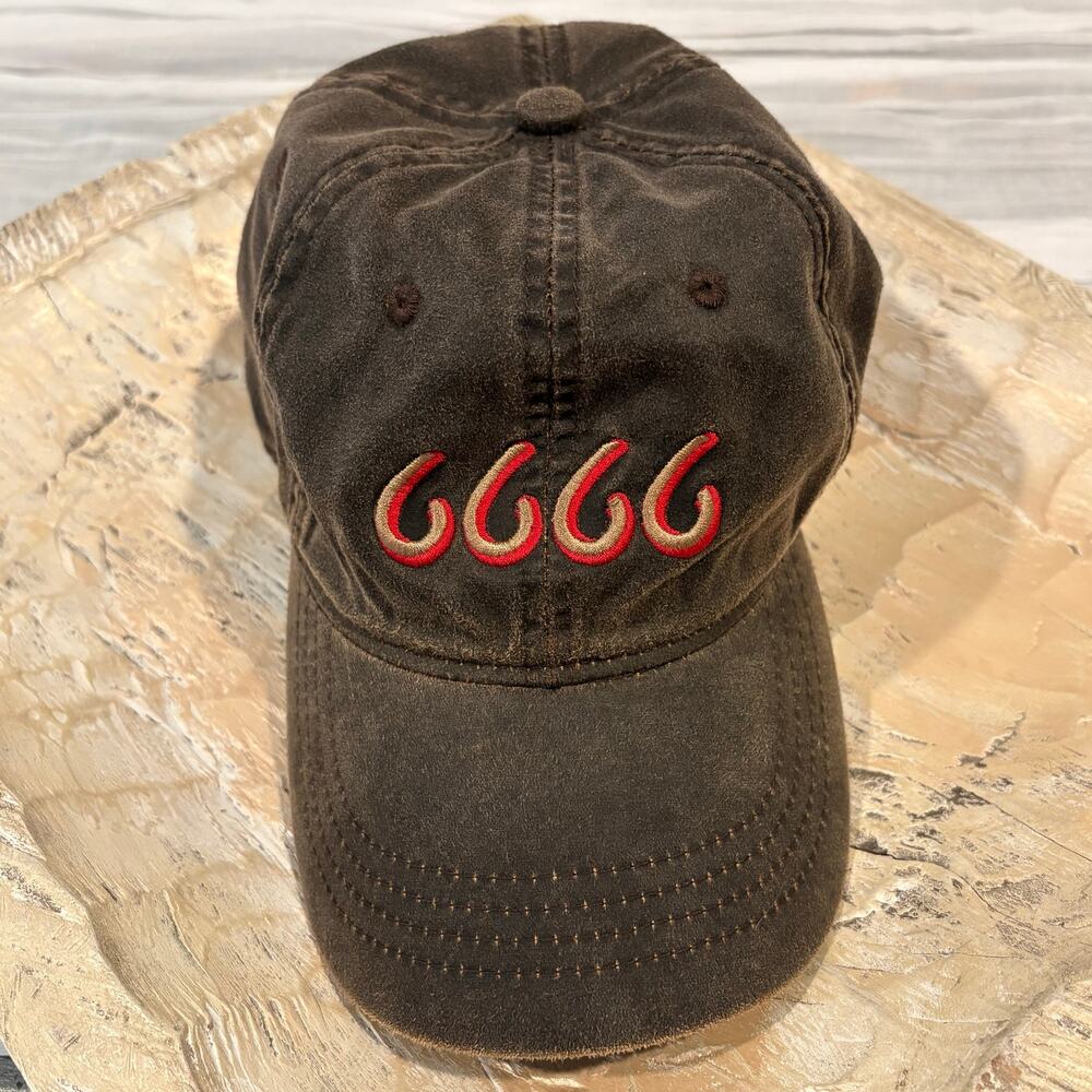 6666 GUTHRIE TEXAS FARM Trucker Hat EST. 1870 Distressed Washed Dark Brown SzOS